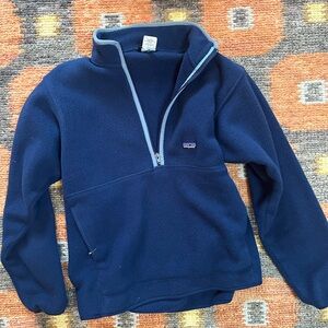 Patagonia is blue fleece jacket